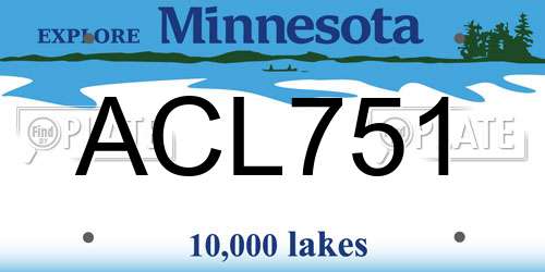 ACL751 Minnesota License Plate