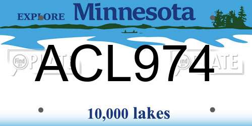 ACL974 Minnesota License Plate
