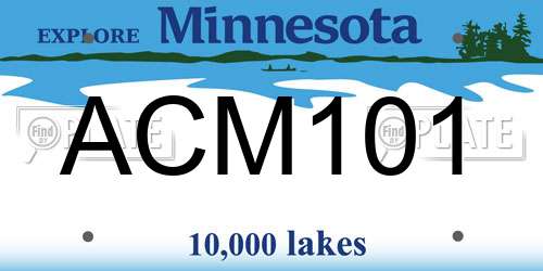 ACM101 Minnesota License Plate