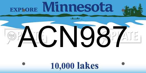 ACN987 Minnesota License Plate