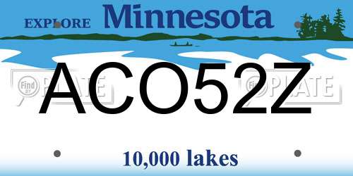ACO52Z Minnesota License Plate