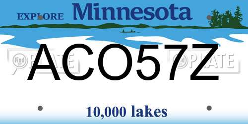ACO57Z Minnesota License Plate