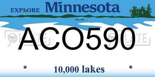 ACO590 Minnesota License Plate