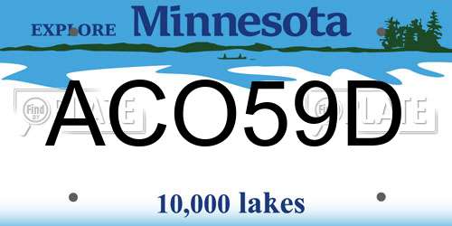 ACO59D Minnesota License Plate