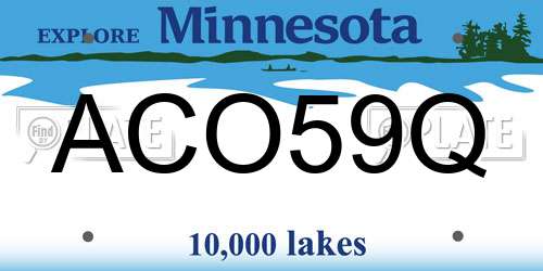 ACO59Q Minnesota License Plate