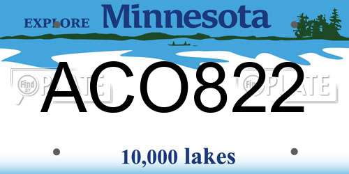 ACO822 Minnesota License Plate