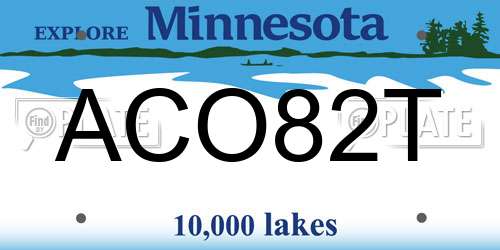 ACO82T Minnesota License Plate