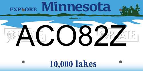 ACO82Z Minnesota License Plate