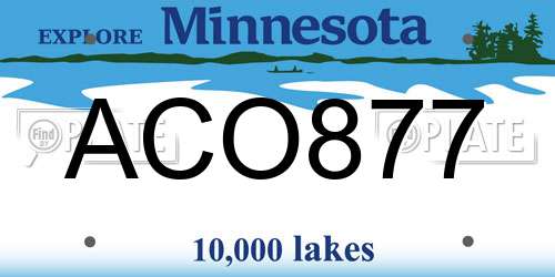 ACO877 Minnesota License Plate