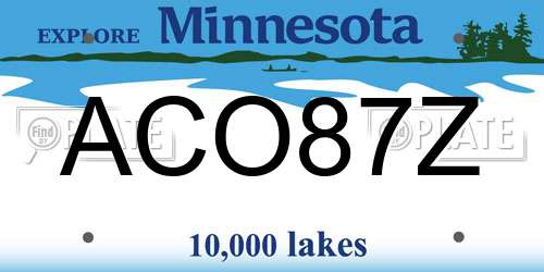ACO87Z Minnesota License Plate