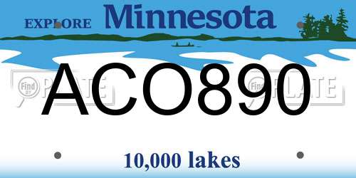 ACO890 Minnesota License Plate