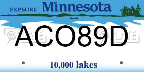 ACO89D Minnesota License Plate