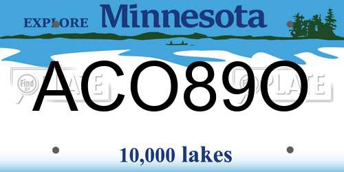 ACO89O Minnesota License Plate