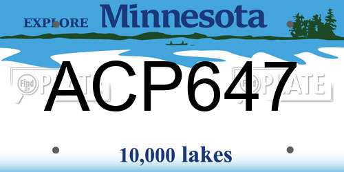 ACP647 Minnesota License Plate