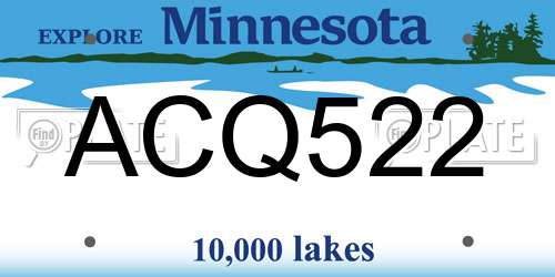 ACQ522 Minnesota License Plate