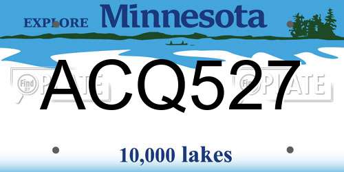 ACQ527 Minnesota License Plate