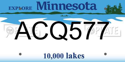 ACQ577 Minnesota License Plate