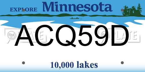 ACQ59D Minnesota License Plate