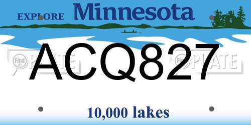 ACQ827 Minnesota License Plate