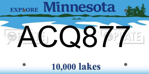 ACQ877 Minnesota License Plate