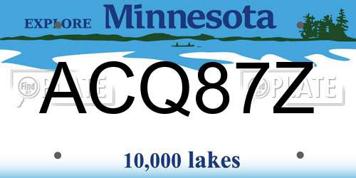 ACQ87Z Minnesota License Plate