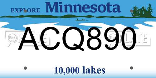 ACQ890 Minnesota License Plate