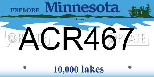 ACR467 Minnesota License Plate