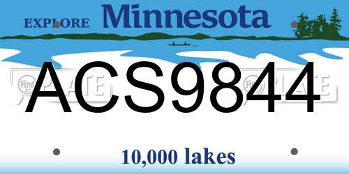 ACS9844 Minnesota License Plate