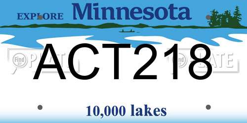 ACT218 Minnesota License Plate