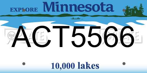 ACT5566 Minnesota License Plate