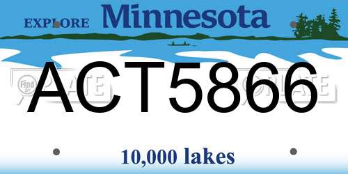 ACT5866 Minnesota License Plate