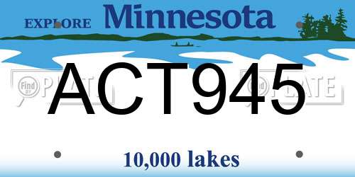 ACT945 Minnesota License Plate