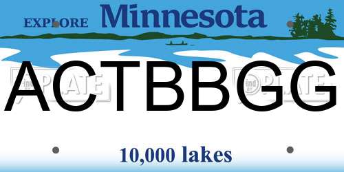 ACTBBGG Minnesota License Plate