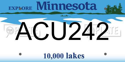 ACU242 Minnesota License Plate