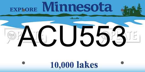 ACU553 Minnesota License Plate