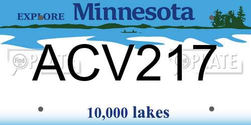 ACV217 Minnesota License Plate