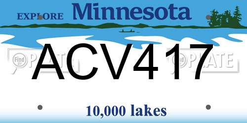 ACV417 Minnesota License Plate