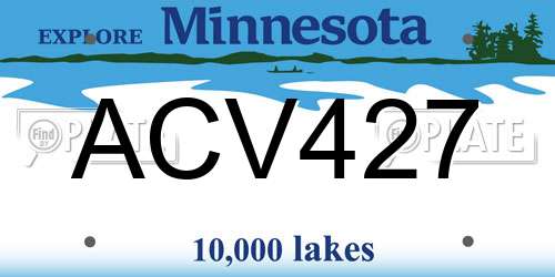 ACV427 Minnesota License Plate