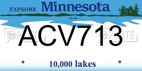 ACV713 Minnesota License Plate