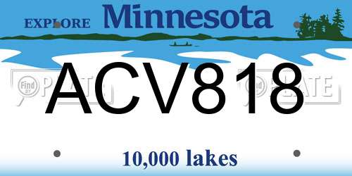 ACV818 Minnesota License Plate