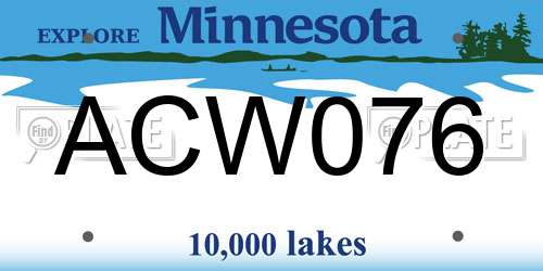 ACW076 Minnesota License Plate