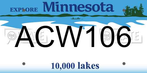 ACW106 Minnesota License Plate