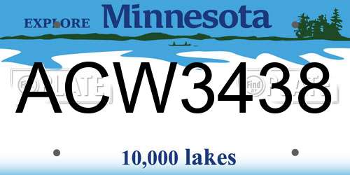 ACW3438 Minnesota License Plate