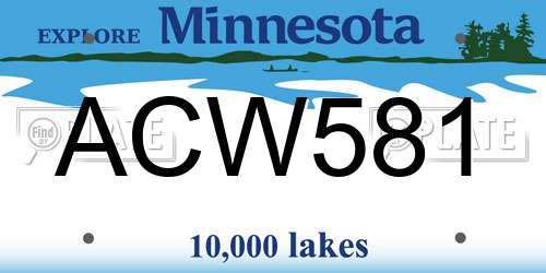 ACW581 Minnesota License Plate