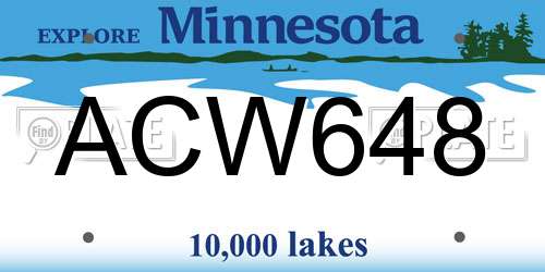 ACW648 Minnesota License Plate
