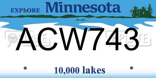 ACW743 Minnesota License Plate