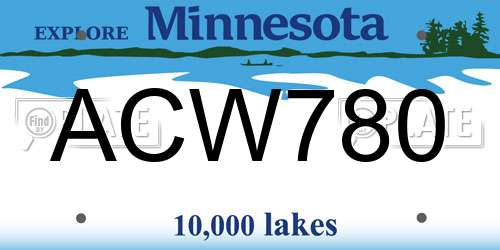 ACW780 Minnesota License Plate