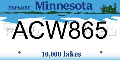 ACW865 Minnesota License Plate