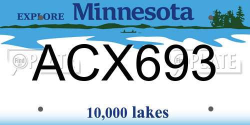 ACX693 Minnesota License Plate