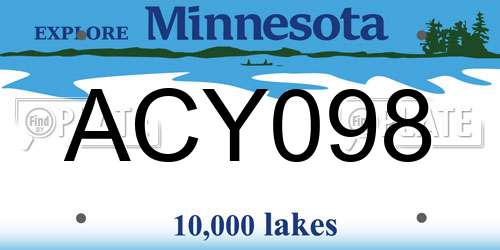 ACY098 Minnesota License Plate
